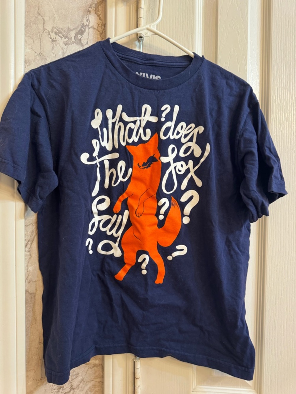 Kids Navy T-Shirt with Orange Fox Graphic